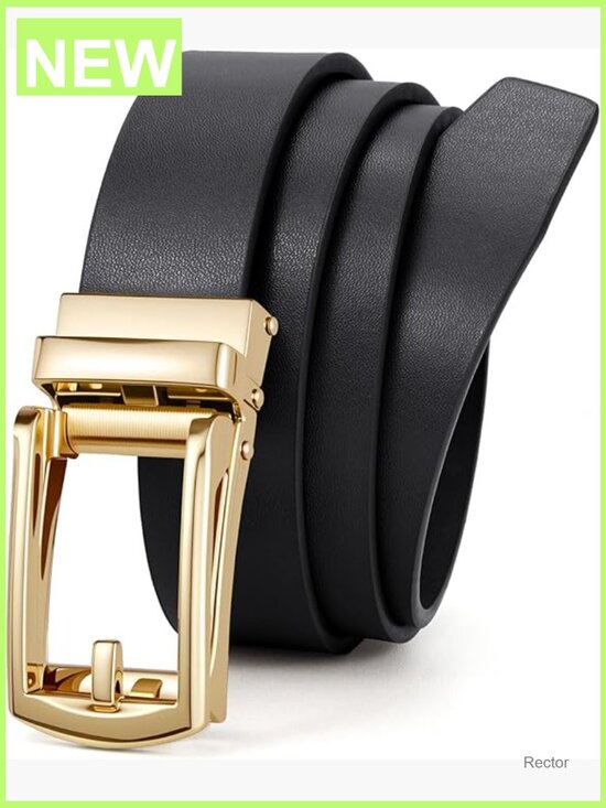 Faux Leather Ratchet Belt with Gold Buckle - Trendy Adjustable 1.2\